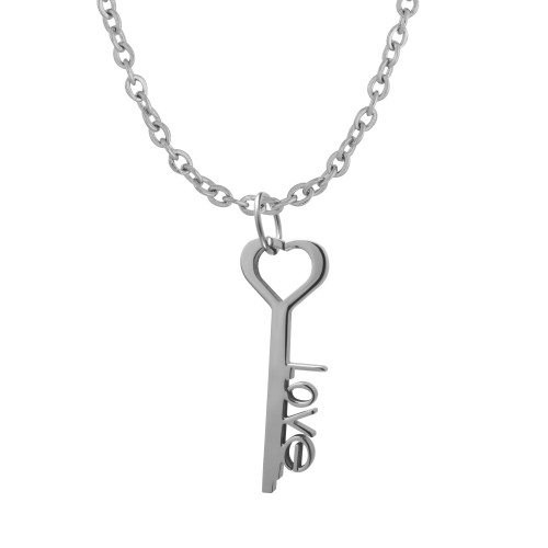 Corrente com Pingente Chave/Love 41x14mm, 45cm