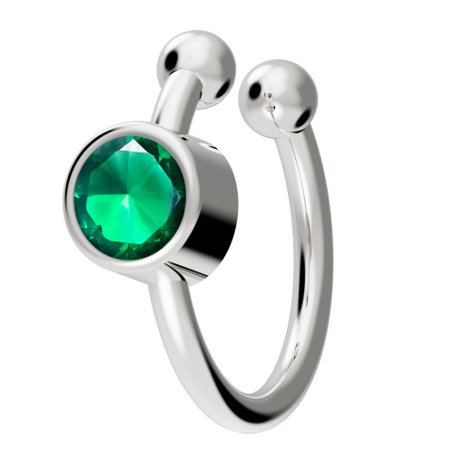 Piercing de Prata de Pressão com Zircônia Verde