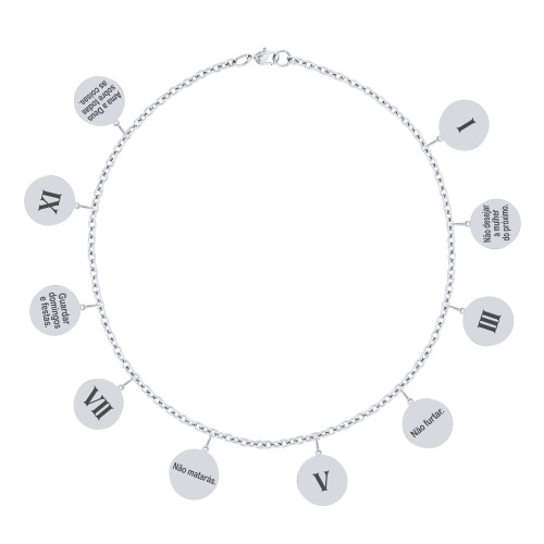 Pulseiras de Aço 10 mandamentos 16cm + 4cm de extensor
