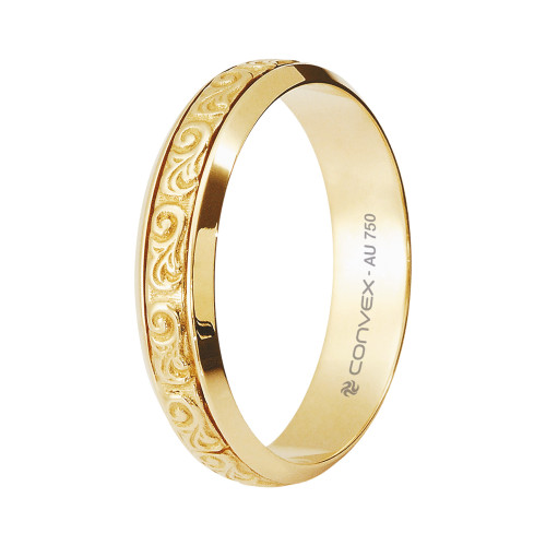 Aliança de Ouro 18k Absoluta Trabalhada 4.3mm