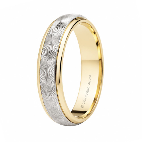 Aliança de Ouro 18K Compasso Trabalhada Giratória 5.0mm
