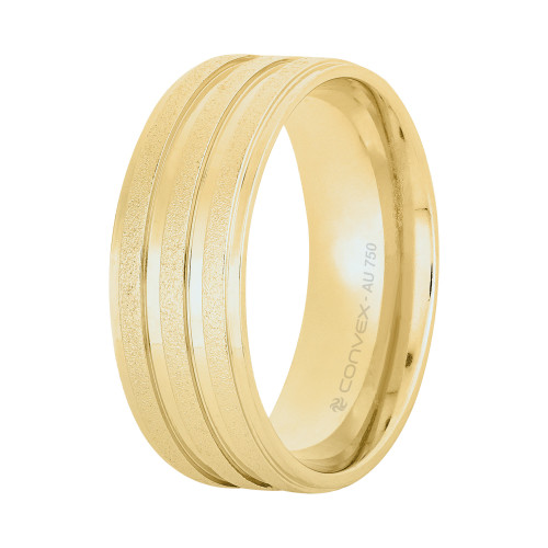 Aliança de Ouro 18k com filetes foscos 7mm
