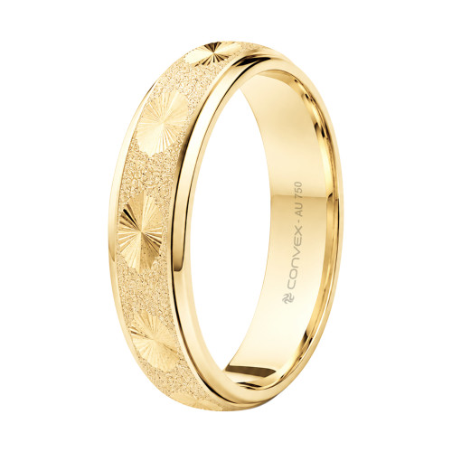 Aliança de Ouro 18k Elos Fosca Diamantada 5mm