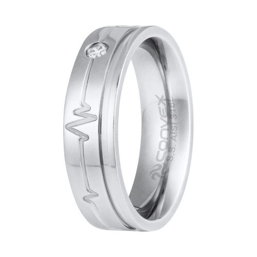 Aliança de Aço Heart Beat com Zircônia 2.5mm