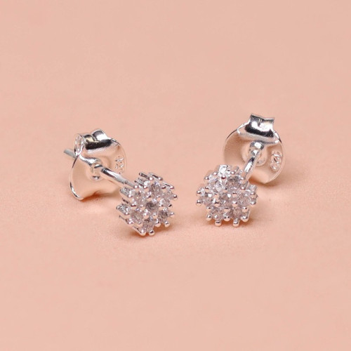 Brinco de Prata Coleção Florescer com Zircônias Brancas