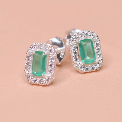 Brinco de Prata Coleção Princess Zircônia Esmeralda 