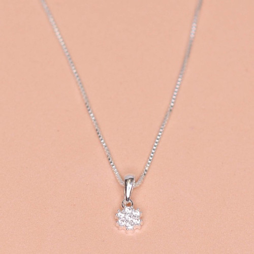 Colar de Prata Coleção Florescer com Zircônias Brancas 45cm