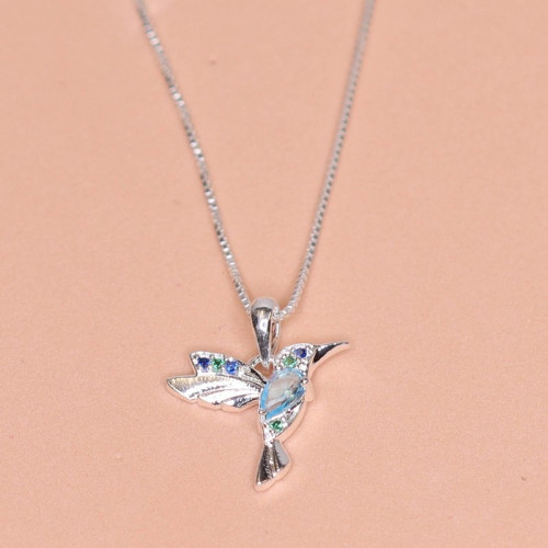 Colar de Prata Beija Flor Coleção Florescer Zircônia SKY 45cm