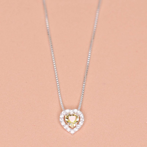 Colar de Prata Coleção Princess Coração Yellow 4mm 45cm