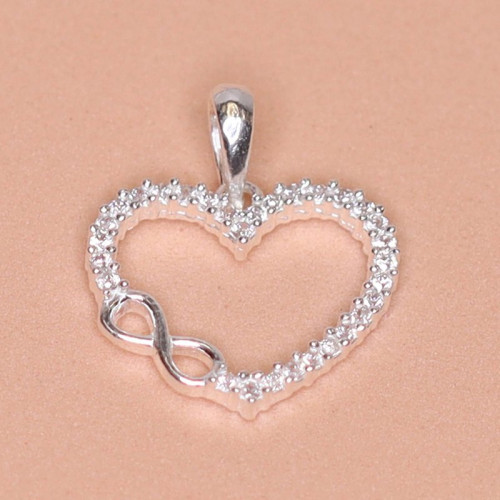 Pingente de Prata Coração Infinito com Zircônias 12x12