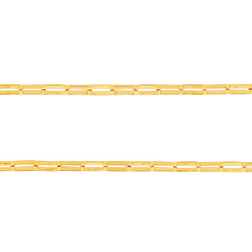 Corrente de Prata Elos retangulares Revestida de Ouro 18K 1.05mm 40cm