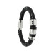 Pulseira de Aço e Corino Masculina com Caucciù 12mm 20cm