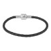 Pulseira Couro com fecho click em Aço 18cm-3