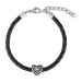 Pulseira de Aço e Corino Berloque Heart Coleção Steel Dreams-1