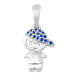 Pingente de Prata Menino de Boné com Zircônia Azul 15x9mm