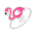Anel Infantil Flamingo Prata com Resina-1