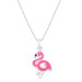 Colar de Prata Infantil Flamingo com Resina Rosa 13.50x10mm 37cm