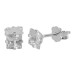 Brinco de Prata Ponto de Luz Branca Zircônia Carré 5mmX5mm
