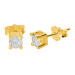 Brinco de Prata Mini Ponto de Luz Quadrado Revestido com Ouro 18k 4mm