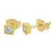 Brinco de Prata Ponto de Luz Revestido com Ouro 18k Zircônia Carré 4mmX4mm