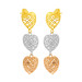 Brinco de Prata Revestido em Ouro 18k Triple Love Filigrana Tricolor 10x35mm