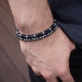 Pulseira Nordic Dag Pedra Arenito Azul Escuro 6mm Aço 19cm+4cm-2